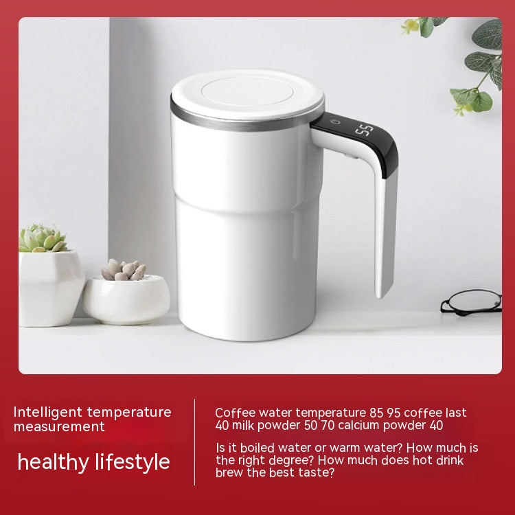 Electric Coffee Mug USB Rechargeable Automatic Magnetic Cup IP67 Waterproof Food Safe Stainless Steel for Juice Tea Milkshake Kitchen Gadgets 13 Oz 380 ML