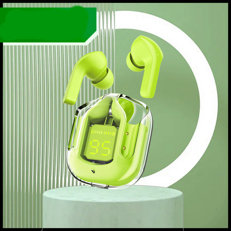 New Mini Wireless Bluetooth Headphones Transparent Headset Digital Display ENC Noise Reduction True Wireless Sports Music with Microphone Earbuds Bilateral Stereo Earplugs Earphones