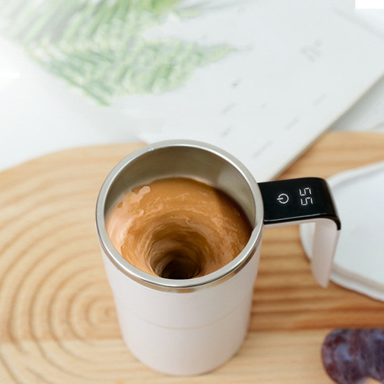Electric Coffee Mug USB Rechargeable Automatic Magnetic Cup IP67 Waterproof Food Safe Stainless Steel for Juice Tea Milkshake Kitchen Gadgets 13 Oz 380 ML