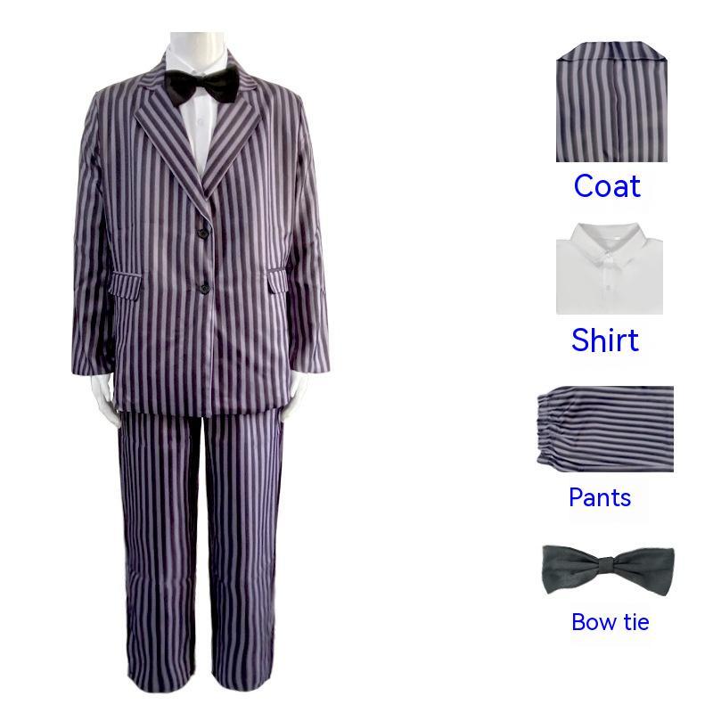 Wednesday Addams Gomes Cosplay Halloween Costume Striped Suit
