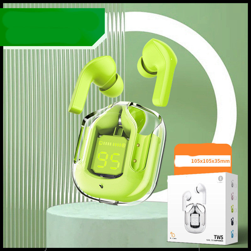 New Mini Wireless Bluetooth Headphones Transparent Headset Digital Display ENC Noise Reduction True Wireless Sports Music with Microphone Earbuds Bilateral Stereo Earplugs Earphones