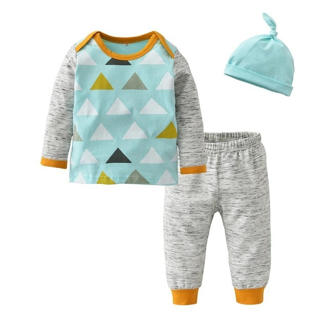 3 Pcs Baby Boy Baby Girl Clothes Set White Cloud Cotton Infant Toddler Clothes for Babies 3M, 6M, 12M, 18M, 24M, 2YO
