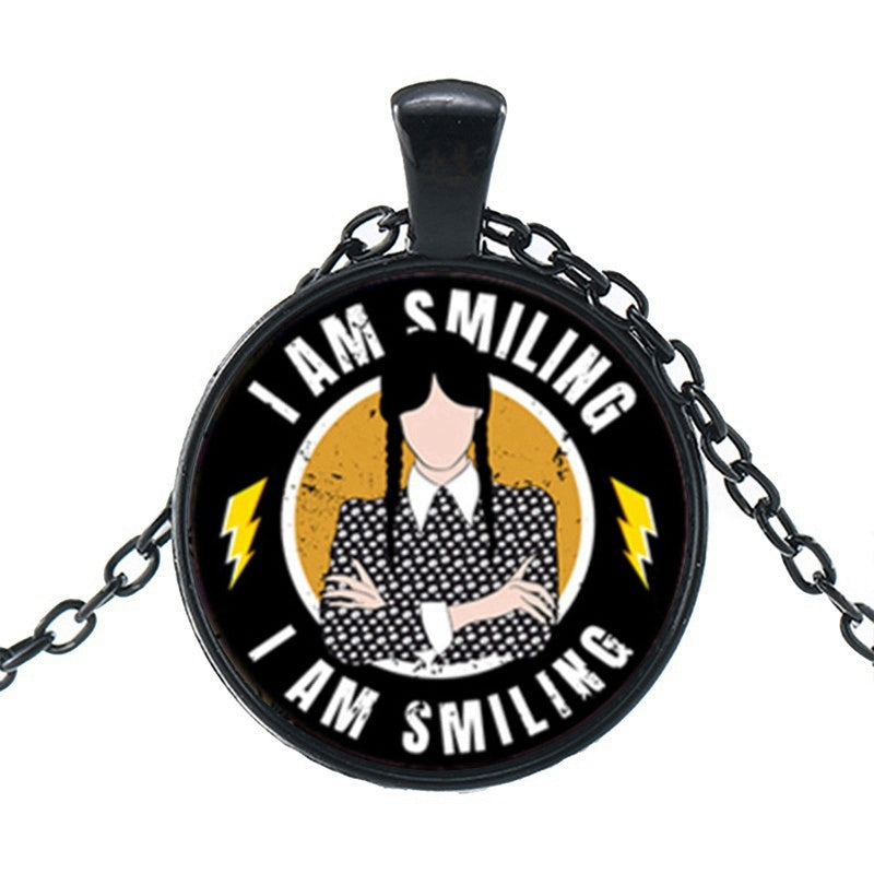Punk Wednesday Character Glass Dome Pendant Necklace
