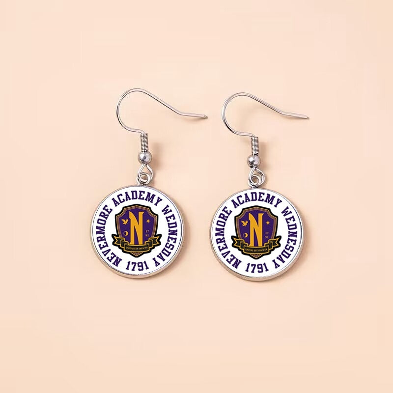 Punk Wednesday Stainless Steel Glass Dome Dangle Earrings For Women Girls