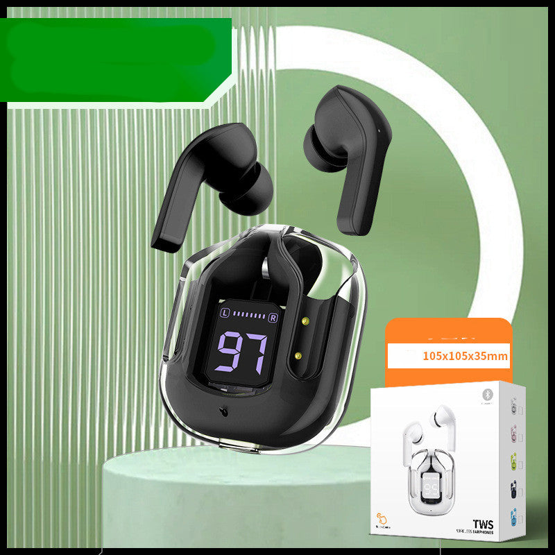 New Mini Wireless Bluetooth Headphones Transparent Headset Digital Display ENC Noise Reduction True Wireless Sports Music with Microphone Earbuds Bilateral Stereo Earplugs Earphones