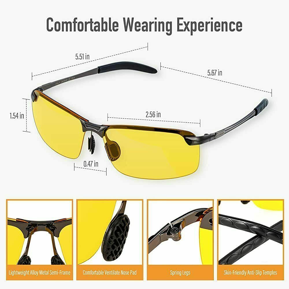 Polarized HD Night Driving Sunglasses Vision Glasses For Men & Women Aviator Shades