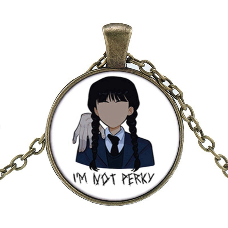 Punk Wednesday Character Glass Dome Pendant Necklace