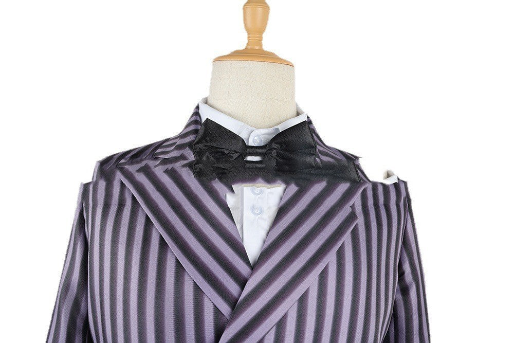 Wednesday Addams Gomes Cosplay Halloween Costume Striped Suit
