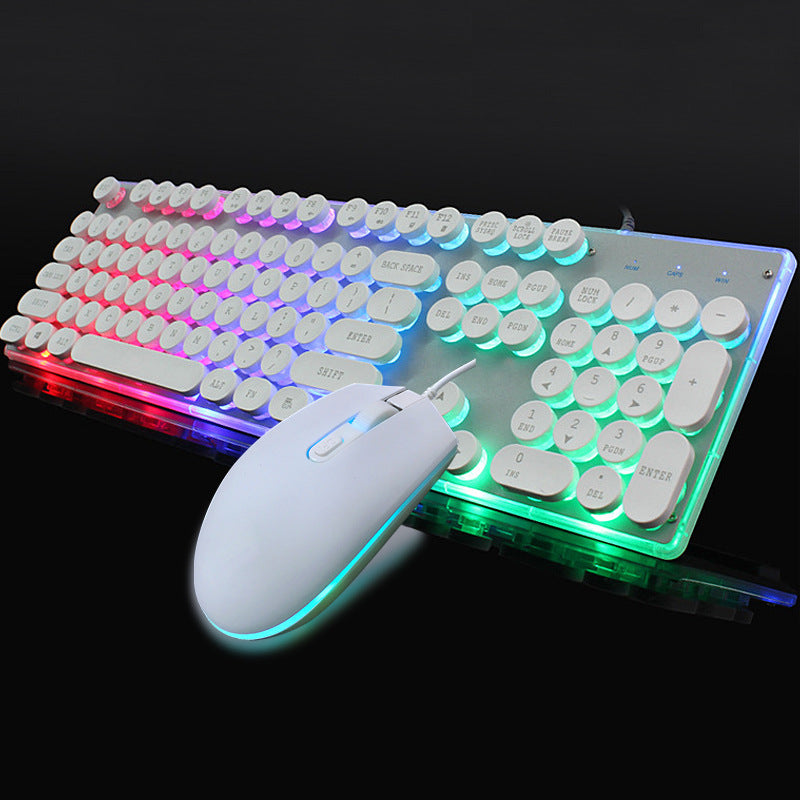Colorful Crystal Luminous Gaming Keyboard Wired Keyboard Mouse Set Musician Keyboard