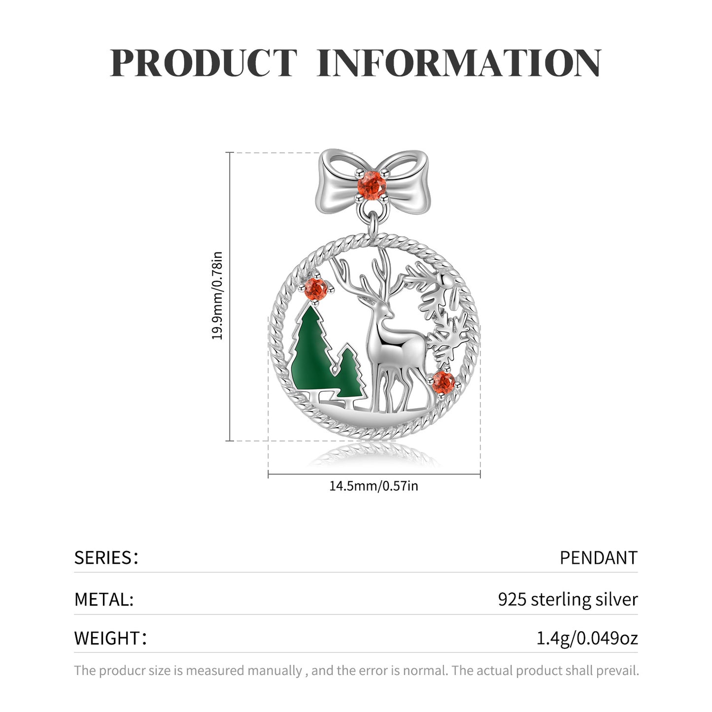 Women’s .925 Sterling Silver Elk Hollow Necklace Elk Necklace Christmas Winter Jewelry for Women Girls S925 Gift