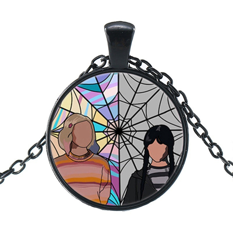 Punk Wednesday Character Glass Dome Pendant Necklace