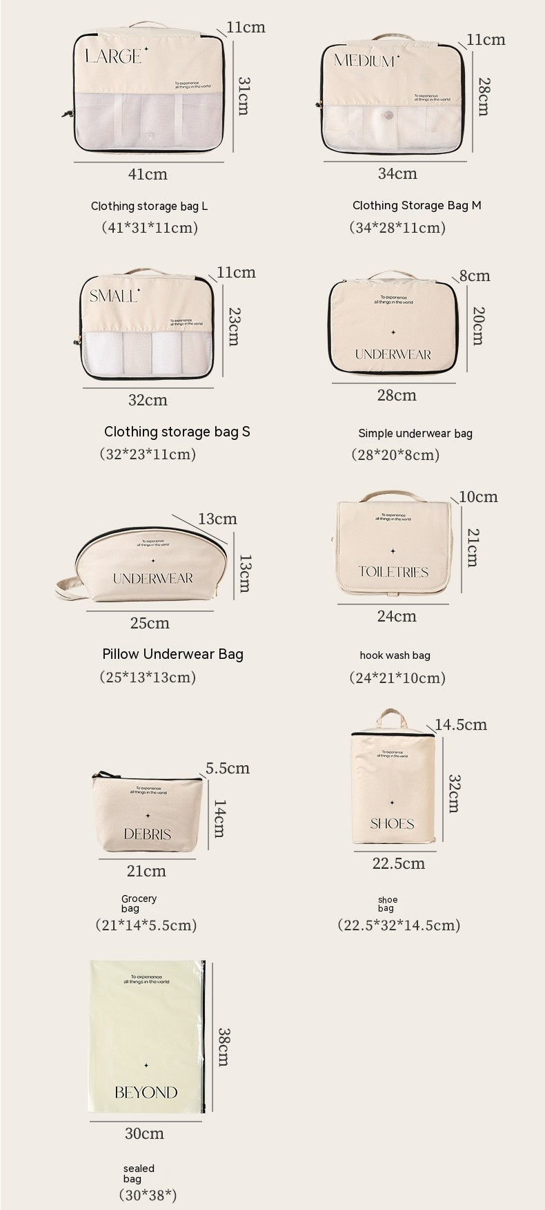 Travel Storage Bag Set Packing for Travel Set Gift