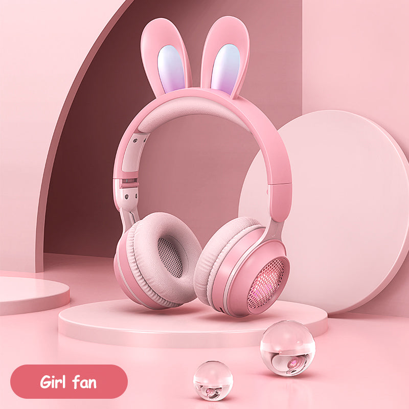 Rabbit Ear Headphones Wireless Headset Luminous Extendable Wheat Earphones