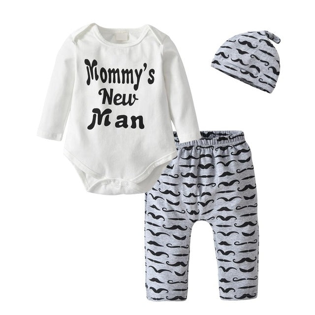 3 Pcs Baby Boy Baby Girl Clothes Set White Cloud Cotton Infant Toddler Clothes for Babies 3M, 6M, 12M, 18M, 24M, 2YO