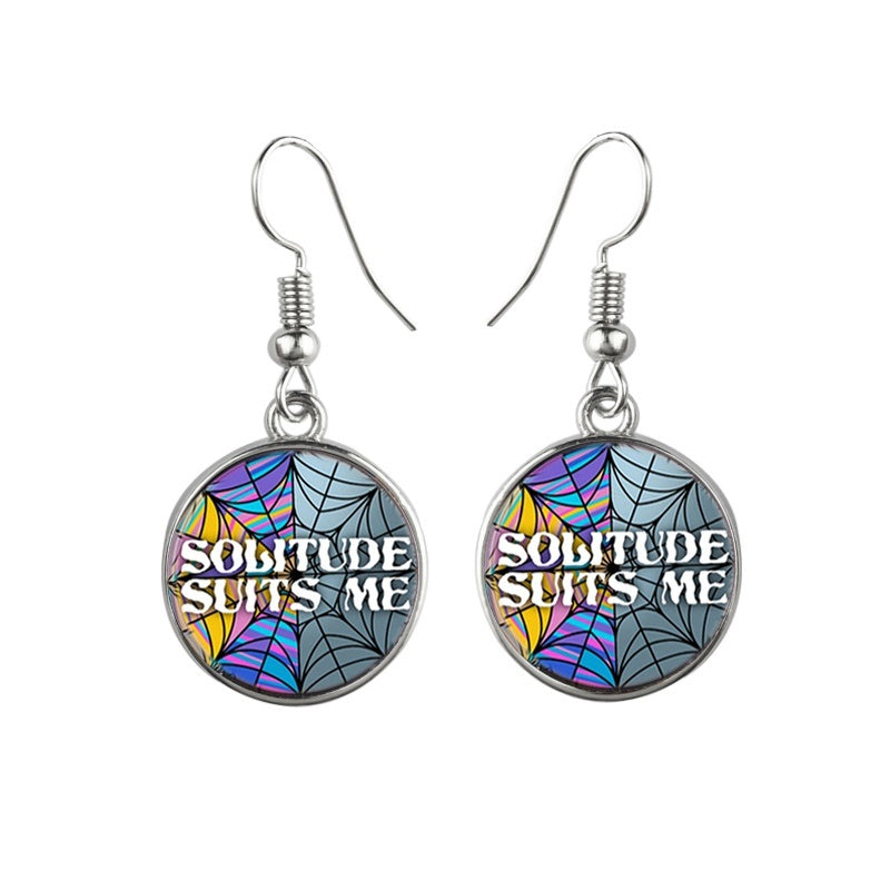 Punk Wednesday Stainless Steel Glass Dome Dangle Earrings For Women Girls