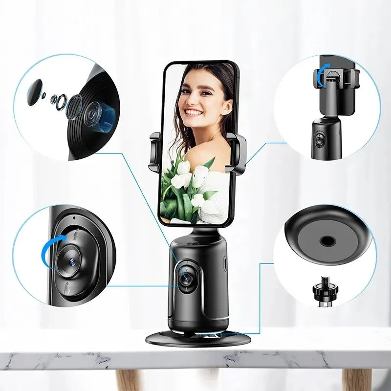 360 Auto Face Tracking Gimbal AI Smart Gimbal Face Tracking Auto Phone Holder For Smartphone iPhone Android Video Vlog Live Stabilizer Tripod