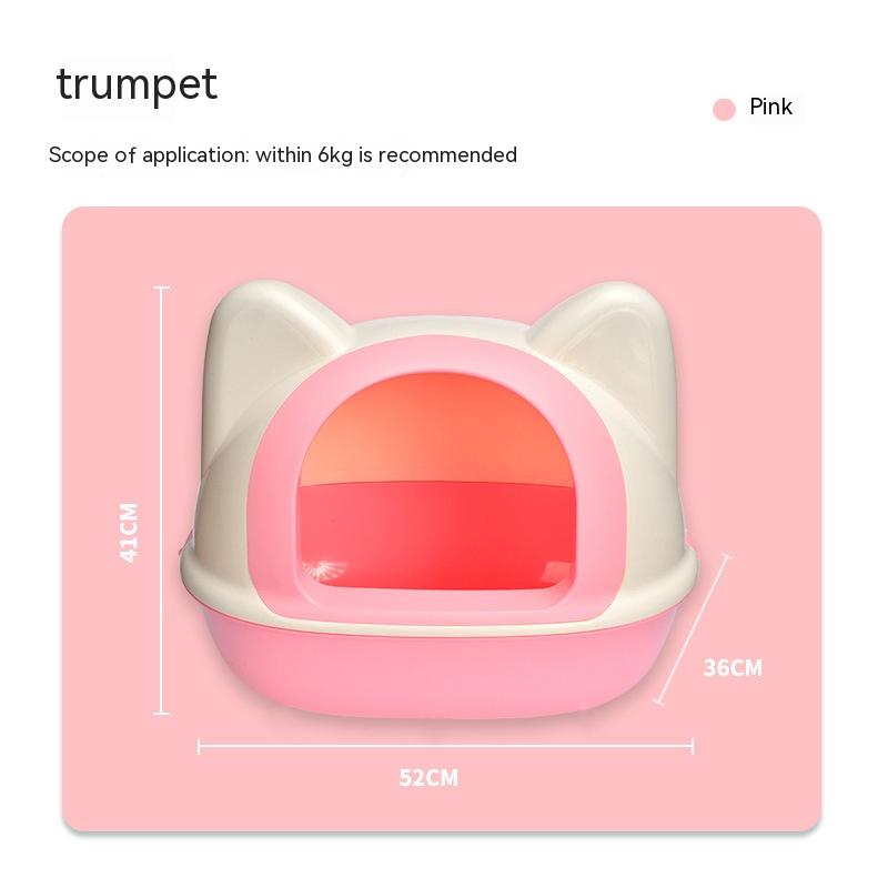 Troublemaker Semi Closed Cat Litter Box Cat Toilet Various Colors and Sizes Pet Supplies for Cat Waste Bin Pet Products for Fur Babies, Animals