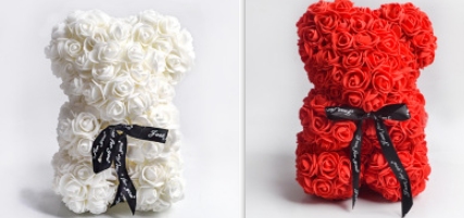 Rose Teddy Bear Eternal Flower Valentine's Day Gift PE Foam Bear 25cm