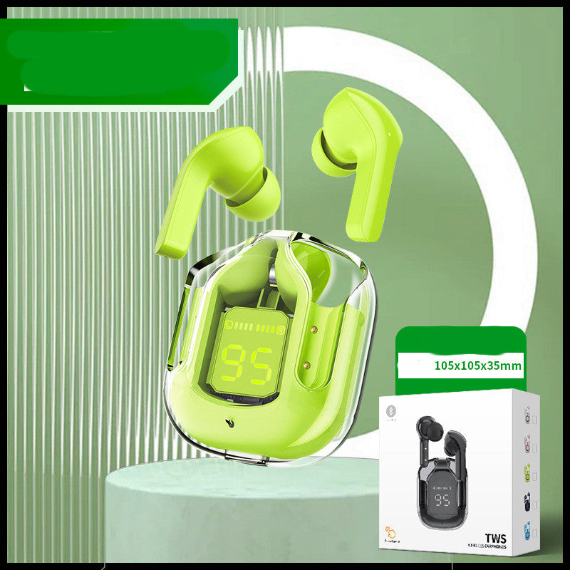 New Mini Wireless Bluetooth Headphones Transparent Headset Digital Display ENC Noise Reduction True Wireless Sports Music with Microphone Earbuds Bilateral Stereo Earplugs Earphones