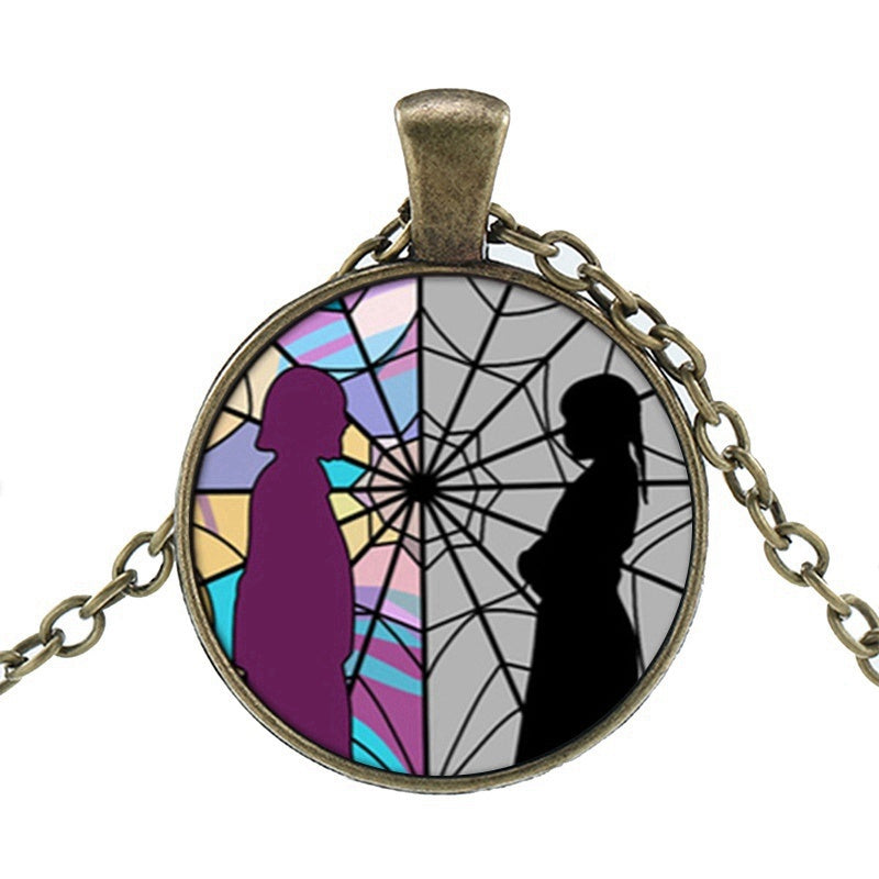 Punk Wednesday Character Glass Dome Pendant Necklace