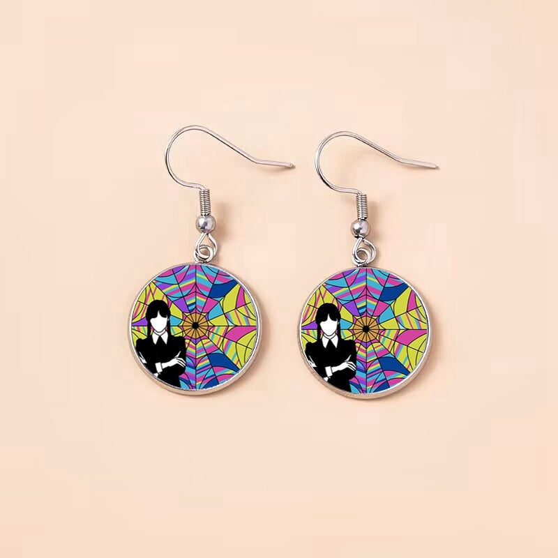 Punk Wednesday Stainless Steel Glass Dome Dangle Earrings For Women Girls