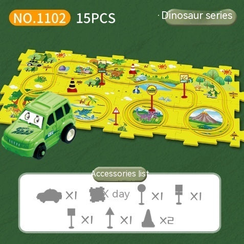 Children Puzzle Electric Railroad Speeder DIY Assembly Electric Car Automatic Rail City Scene Construction Education Toy Gift