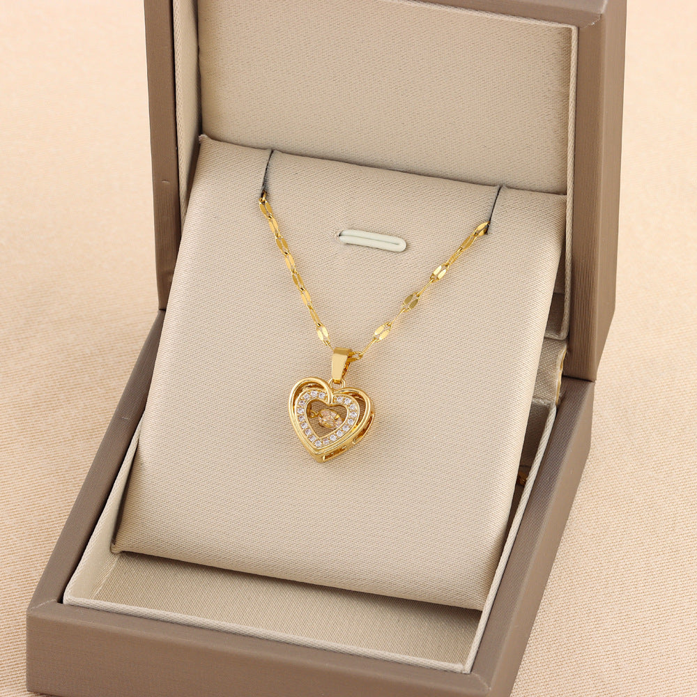 Double-Layer Smart Love Pendant Valentines Day Gift Titanium Steel Necklace Fashion Jewelry