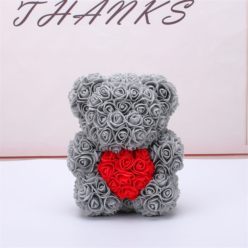 Rose Teddy Bear Eternal Flower Valentine's Day Gift PE Foam Bear 25cm