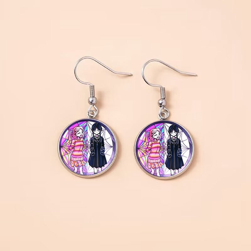 Punk Wednesday Stainless Steel Glass Dome Dangle Earrings For Women Girls