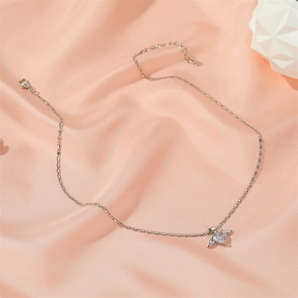 Heart Wings Necklace For Women Gold Rose Gold Silver Women's Necklace