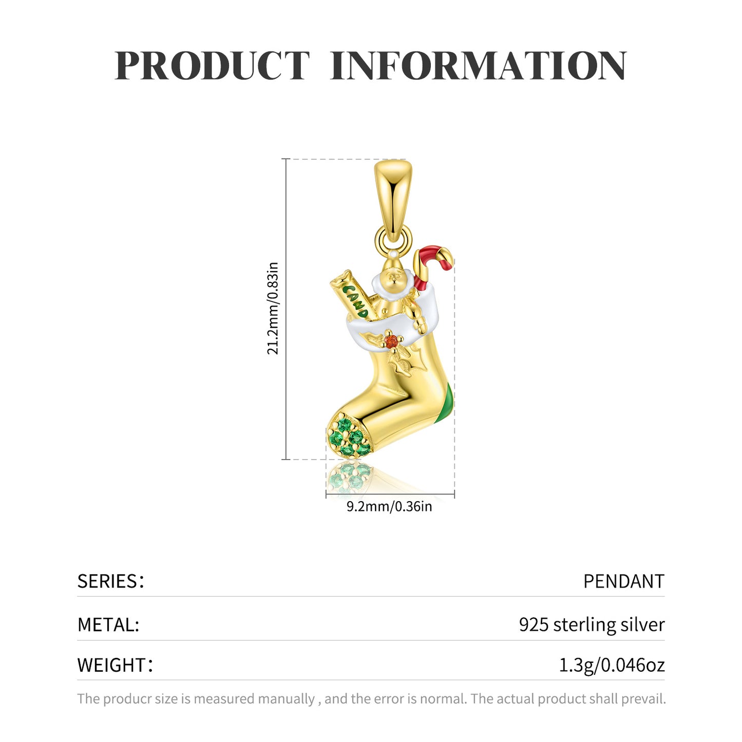 .925 Sterling Silver Gold-Plated Christmas Stocking Necklace Exquisite Ins Wind Collarbone Chain Jewelry Gift S925 Sterling Silver Gold-Plated