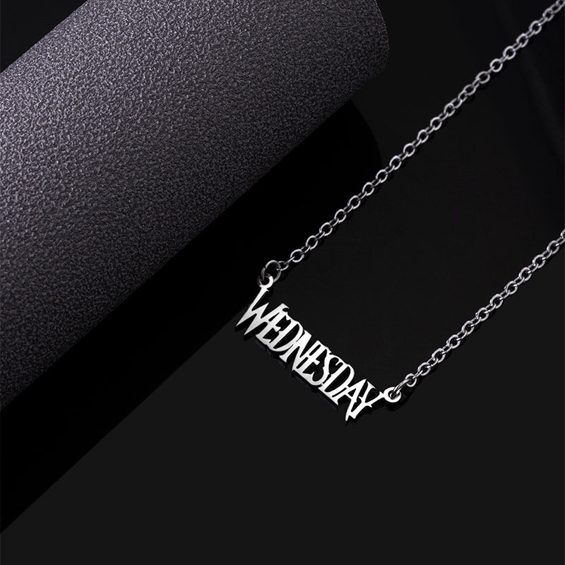 Wednesday Addams Alphabet Stainless Steel Pendant Necklace