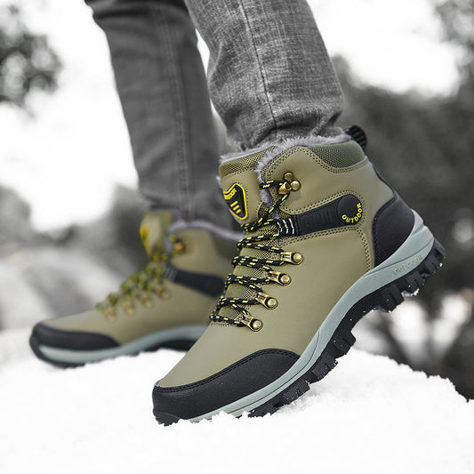 Men’s Winter Snow Boots for Men and Boys Warm Plush Ankle Boots Hiking Lace-up Shoes