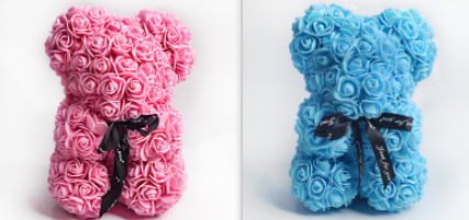 Rose Teddy Bear Eternal Flower Valentine's Day Gift PE Foam Bear 25cm