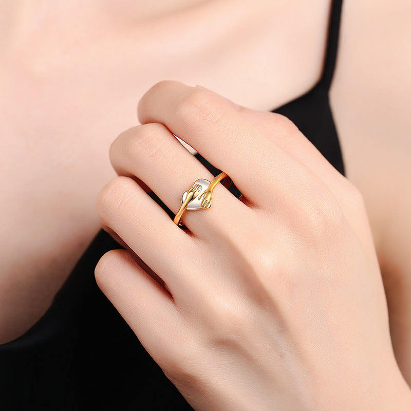 Hug Love Heart-Shaped Ring Fashion Ring Valentine's Day Gift Beautiful Jewelry