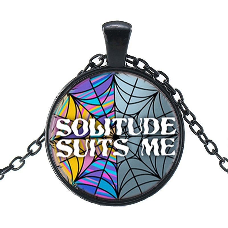 Punk Wednesday Character Glass Dome Pendant Necklace