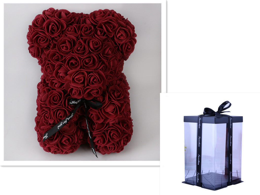 Rose Teddy Bear Eternal Flower Valentine's Day Gift PE Foam Bear 25cm