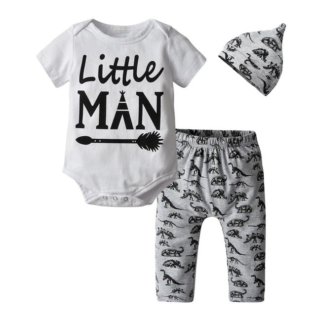 3 Pcs Baby Boy Baby Girl Clothes Set White Cloud Cotton Infant Toddler Clothes for Babies 3M, 6M, 12M, 18M, 24M, 2YO