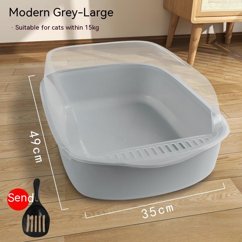 Semi Enclosed Anti Sand Cat Litter Box Cat Toilet Various Colors Pet Supplies Cat Waste Bin Pet Products for Fur Babies, Animals