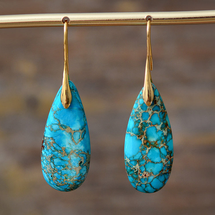 New Bohemian Emperor Stone Water Drop Pendant Earrings Gift Women's Earrings