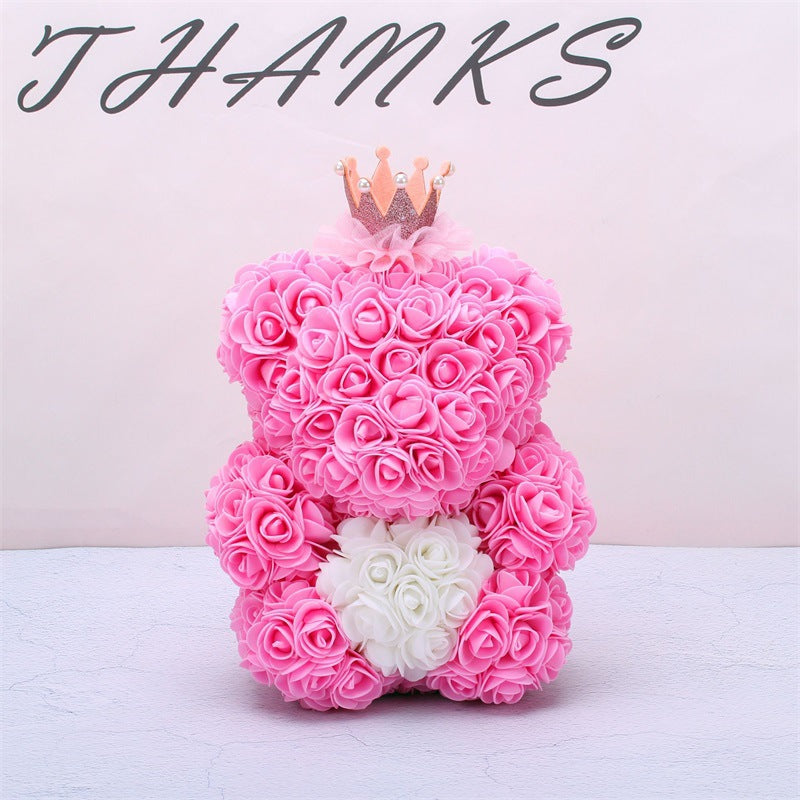 Rose Teddy Bear Eternal Flower Valentine's Day Gift PE Foam Bear 25cm