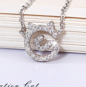 .925 Sterling Silver Cute Cat Necklace Cat Earrings Gift Women's Earrings Korean Fashion Jewelry for Women and Girls S925 Sterling Silver