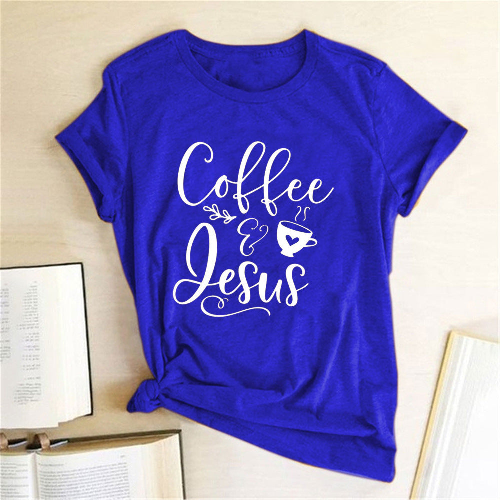 Coffee and Jesus Women's T-Shirt Amen Shirt Christian Clothing Shirts for Women