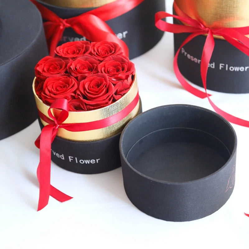 Eternal Roses In Box Preserved Real Rose Flowers With Box Set Christmas Gift Romantic Artificial Flowers