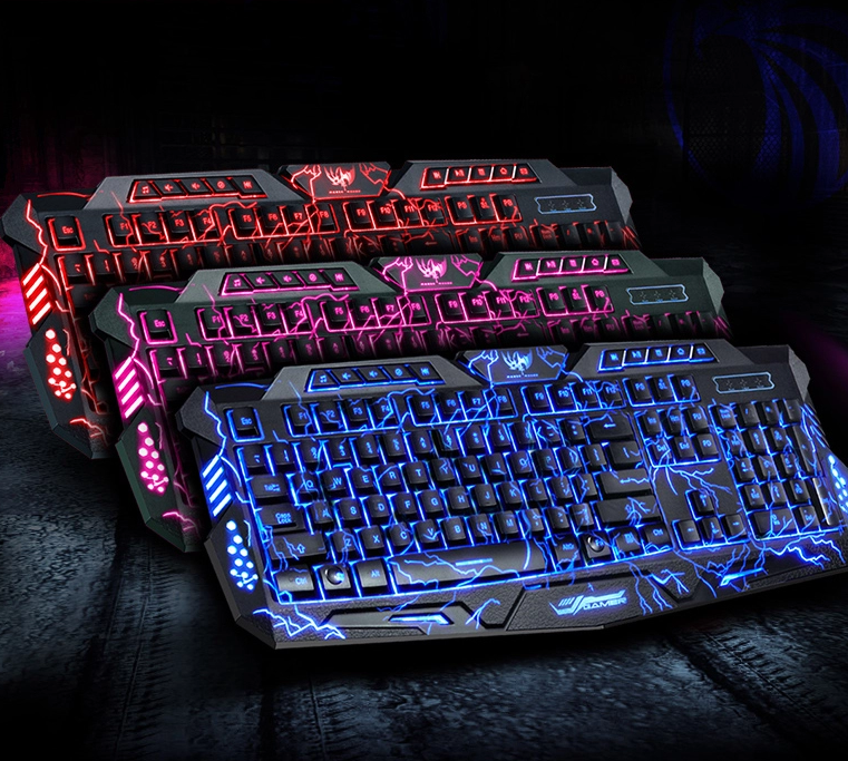 J10 Tricolor Backlight Gaming Keyboard Set Colorful Luminous Wired Gaming Mouse Keyboard Russian Keyboard