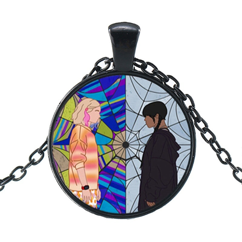 Punk Wednesday Character Glass Dome Pendant Necklace