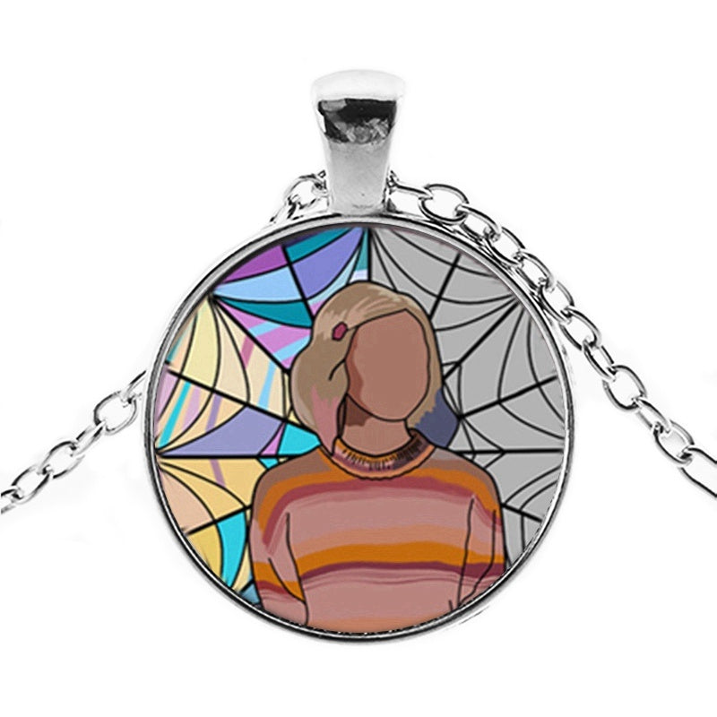 Punk Wednesday Character Glass Dome Pendant Necklace