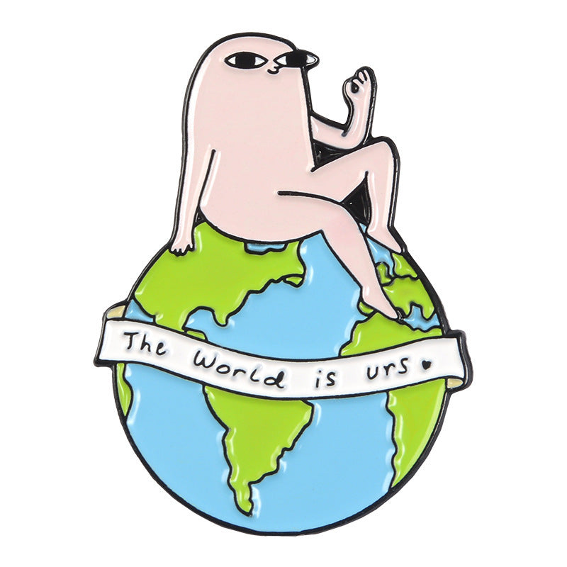 Creative Personality Monster Avocado Earth Cup Shape Badge