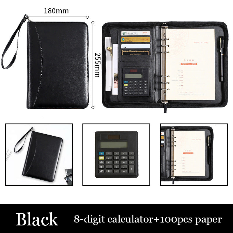 A5 Business Manager Folder Notebook Creative Zipper Bag Office Folder Work Meeting Record Book Business Supplies Office Supplies