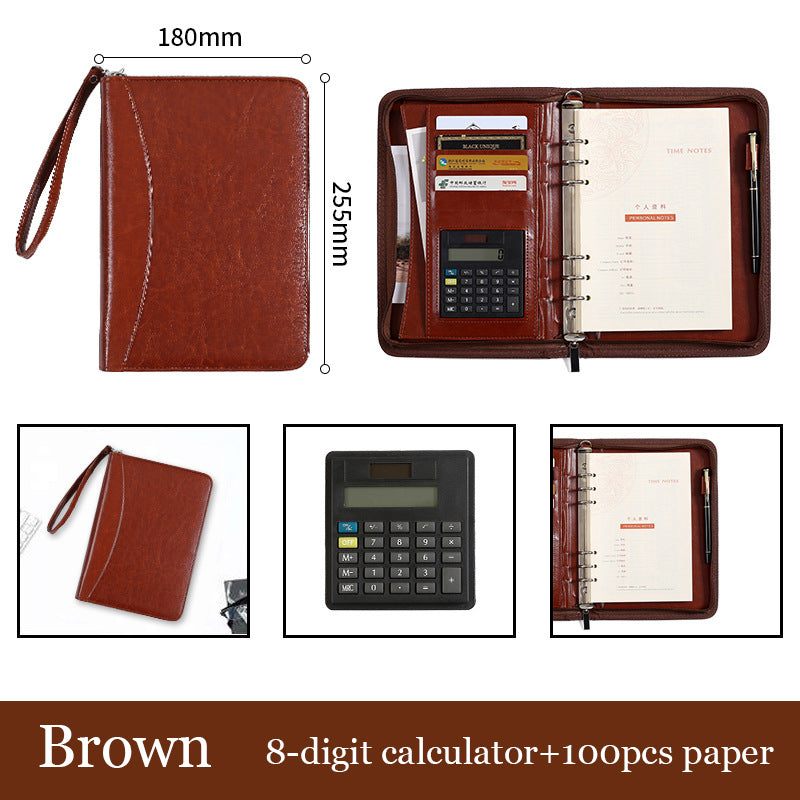 A5 Business Manager Folder Notebook Creative Zipper Bag Office Folder Work Meeting Record Book Business Supplies Office Supplies